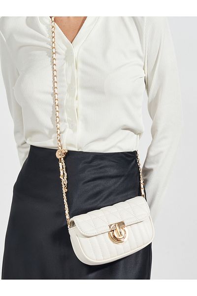 Styli Quilted Stitch Twist Lock Crossbody Bag