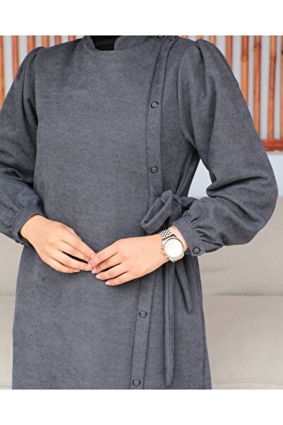 Nevayla Moda Γκρι Ferace - Με δεμένο και κουμπωτό λεπτομέρεια