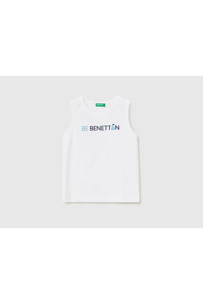 United Colors of Benetton Boy's White Benetton Written Undershirt