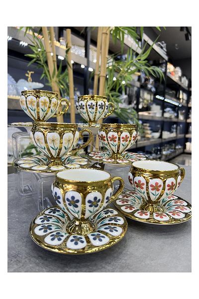 Doğudeko Luxury Porcelain Oscar 6-Piece Cup Set