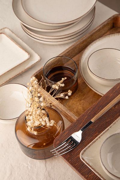 Kütahya Porselen Moderna 14 Piece 6 Person Breakfast Set Cinnamon