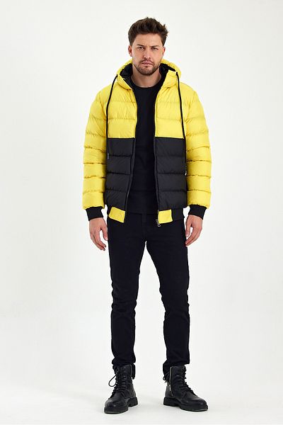 Avones Men's Jesika Fabric Garnished Zippered Hooded Puffer Jacket
