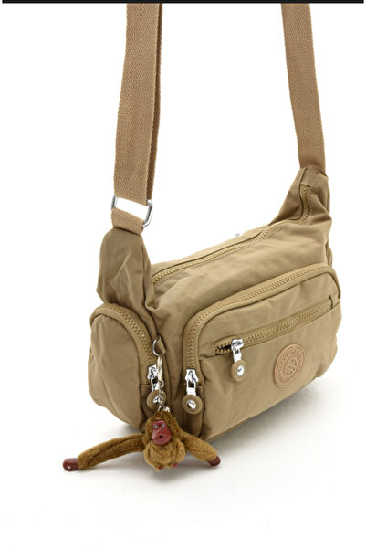 eflanmoda Καφέ τσάντα ώμου από ύφασμα Sanmorris krinkir