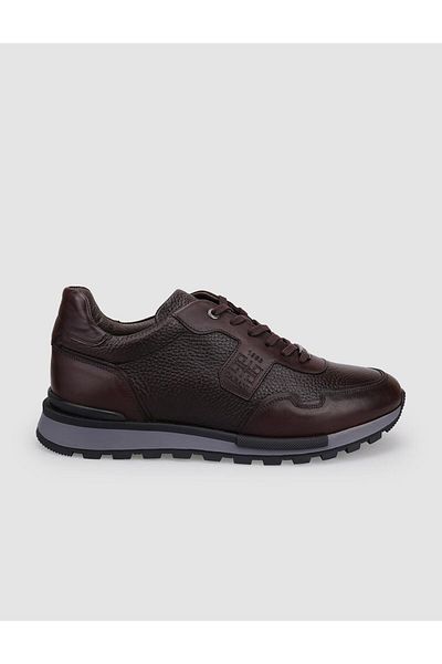 Cabani 100% Genuine Leather Brown Lace-Up Men's Sports Shoes