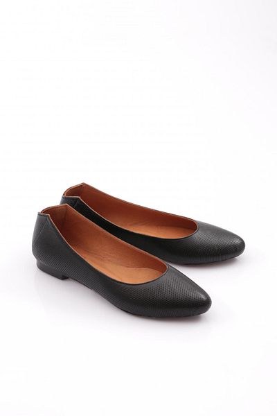 DGN Women's Black Khaki Leather Ballerinas 412371010
