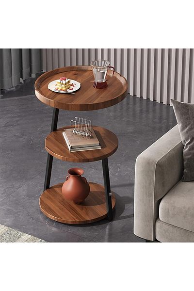 Generic End Table, Round Living Room Sofa Side Table, Metal Bedside Desk Stand, Movable Nightstand, Modern C