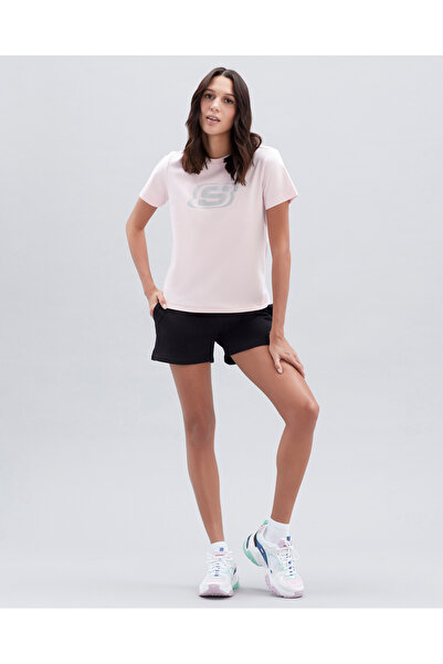 SKECHERS Γυναικείο μπλουζάκι με γραφικό σχέδιο με μεγάλο λογότυπο, ροζ μπλουζάκι S221508-611