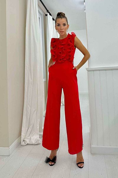 Elbee Fashion Woman Ολόσωμη φόρμα με πλισέ μπροστά