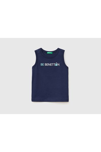 United Colors of Benetton Boy's Navy Blue Benetton Printed Tank Top