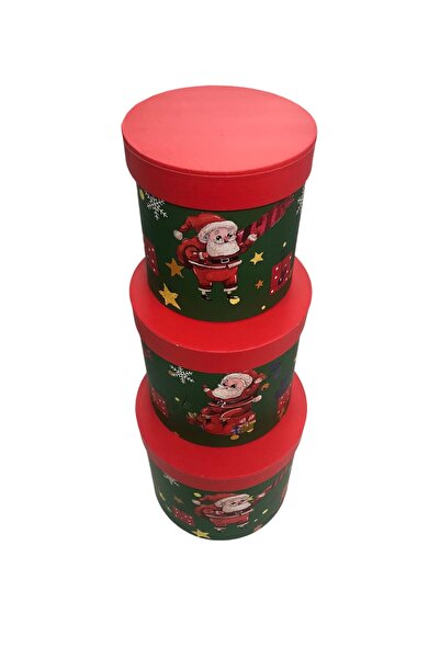 PAZARAKOŞ hediye kutusu kırmızı silindir kutu yuvarlak çiçekçi kutusu 2li set...