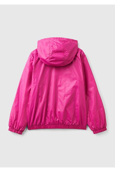 United Colors of Benetton Girl's Fuchsia Logo Embroidered Raincoat