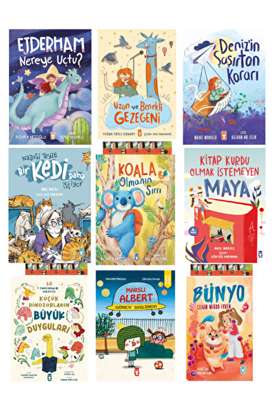 Timaş Çocuk 1.Sınıf(9kitap)Ejderham Nereye Uçtu,Uzun ve Benekli Gezegeni,Nazoşi Teyze Bir Kedi Daha İstiyor