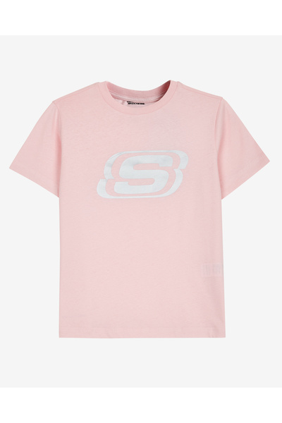 SKECHERS Γυναικείο μπλουζάκι με γραφικό σχέδιο με μεγάλο λογότυπο, ροζ μπλουζάκι S221508-611