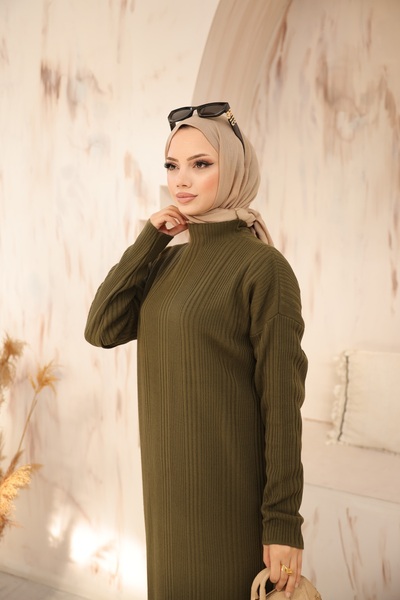 Kirazgym Φόρεμα Hijab με λεπτομέρεια μακρύ πλεκτό