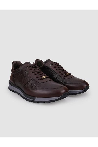 Cabani 100% Genuine Leather Brown Lace-Up Men's Sports Shoes