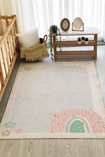 Evmila Gökkuşağı Desenli Dijital Baskı Çocuk Halısı