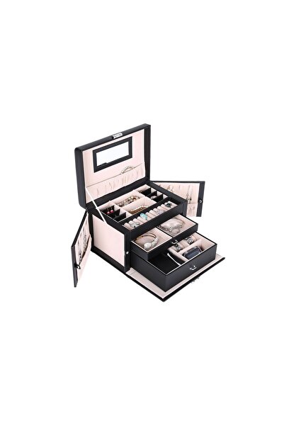 SONGMICS Mücevher Kutusu 2 Çekmeceli Aynalı Mücevher Kutusu JBC121B