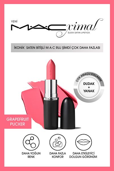 M.A.C High-Performance Satin Lipstick that Looks Flawless All Day Long-grapefruit Pucker