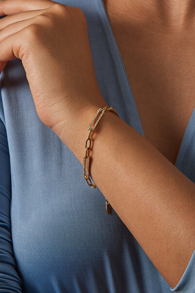 Joy of Jade Alina Zincir Bileklik 1 mikron 18 Ayar Altın Kaplama (925 Ayar Gü...