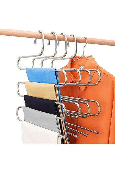 Ufak Tefek Şeyler Eșarfă Pantalon Metal În Dulap Organizator Umeraș Pantaloni 5 Straturi 1 Buc