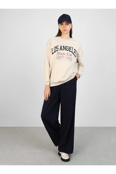 Benin Stone Color Print Detailed Sweatshirt