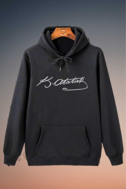 WOODROFFE Φούτερ με κουκούλα με στάμπα Ataturk Unisex Oversize - Τσέπη καγκου...