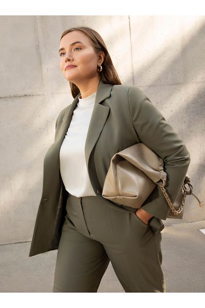 ALİA Plus Size Palazzo Trousers - Khaki - Alia