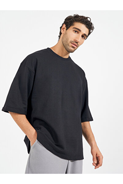 Styli Boxy Fit Terry T-Shirt with Turn-Up Sleeve