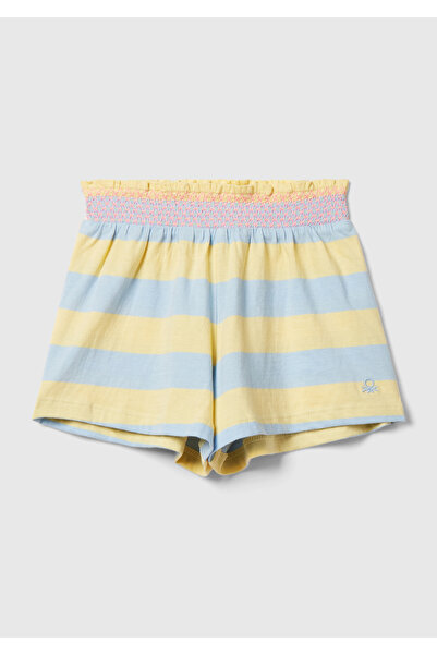 United Colors of Benetton Жълто-сини шорти с детайлен колан и цветни блокове ...