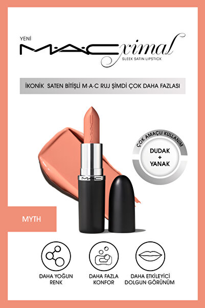 M.A.C MACximal Sleek Satin Lipstick İkonik Saten Bitişli Ruj-MYTH 3.5GM