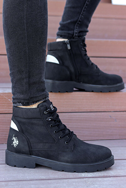 U.S. Polo Assn. Μαύρες ανδρικές μπότες Biker με φερμουάρ Rr 4pr