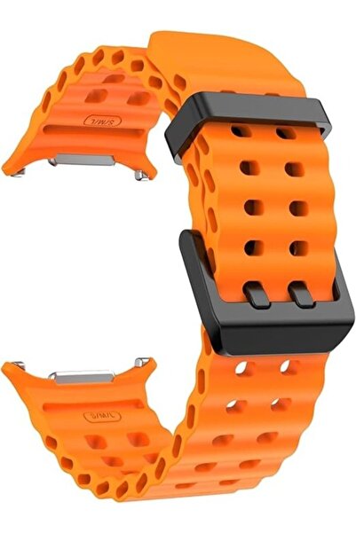 Alstrap Samsung Galaxy Watch 7 Ultra 47 mm Uyumlu Dalgalı Metal Tokalı Siliko...
