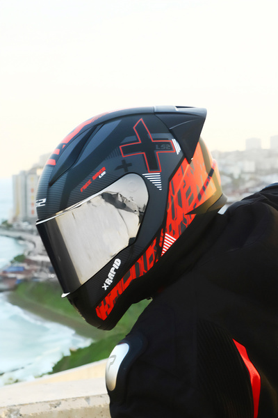 LS2 RAPID 2 XTREET MAT SİYAH-KIRMIZI KASK+SPOILER