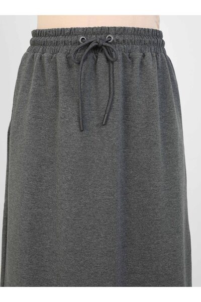 Benin Elastic Waist Knitted Skirt - Gray Melange -