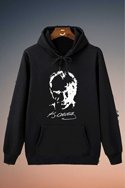 WOODROFFE Φούτερ με κουκούλα με στάμπα Ataturk Unisex Oversize - Τσέπη καγκου...