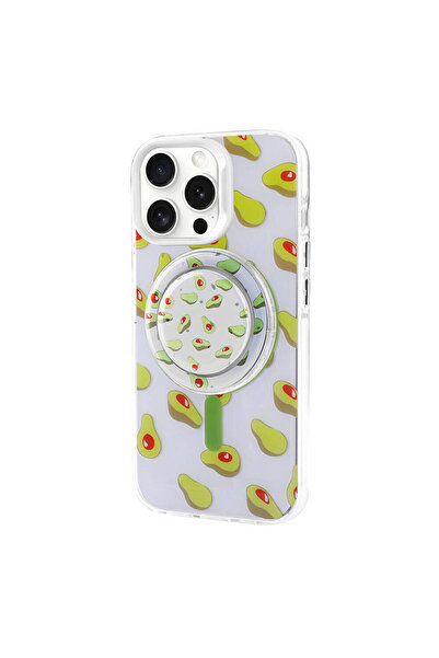 iPhone 15 Pro Kılıf M-safe Şarj Özellikli Tak-Çıkar Pop Soketli Tiktok Kapak - Yeşil