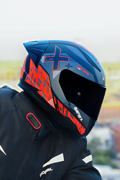 LS2 Rapıd 2 Race Xtreet Mat Siyah-kırmızı Kask Spoıler