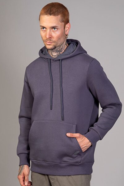 LTC Jeans Men's Regular Fit Kangaroo Pocket Hooded Anthracite Sweatshirt