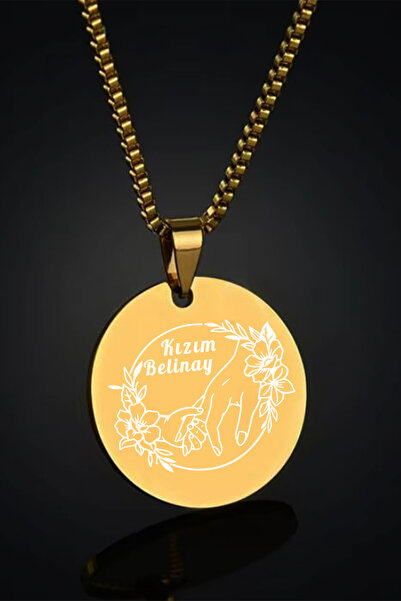 İŞTE BU Kişiye Özel İsimli Paslanmaz Çelik Kolye Yuvarlak Anne Kız Tasarım