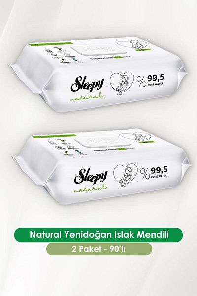 Sleepy 2-Pack Natural Newborn Wet Wipes - 90 Pieces and Rosie