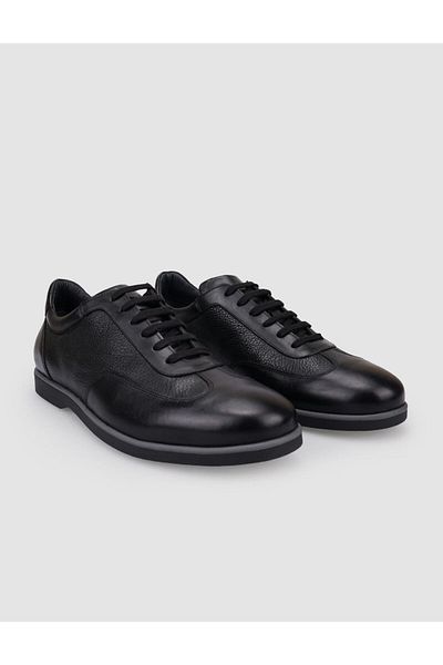 Cabani Genuine Leather Black Lace-Up Men's Casual Shoes