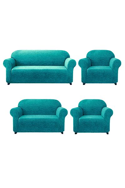 Arzuyum Canapea Jacquard, canapea extensibilă, husă pentru canapea extensibilă, model cu tijă, flexibilă fără fustă 3+2+1+1 pentru set