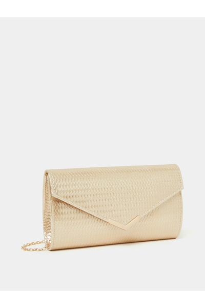 Styli Textured Crossbody Clutch Bag with Chain Strap