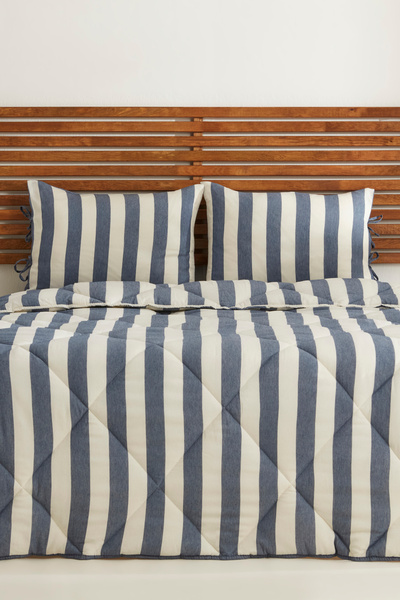 Karaca Home Sarah Anderson Barlet Çift Kişilik Comfort Set Çizgili Mavi