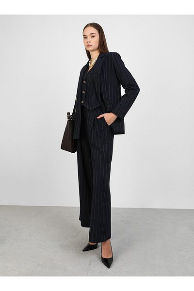 Refka Navy Blue ριγέ κλασικό υφασμάτινο μπουφάν - Navy Blue - Refka