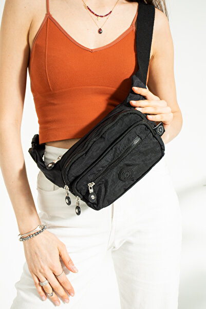 RKY SERENITY Clinker Fabric 6-Compartment Adjustable Strap Functional Bag Suitable for Use on Waist and Cross Shoulder