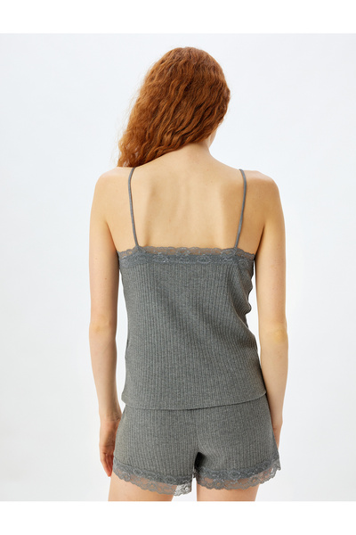 Koton V-Neck Lace Detailed Strappy Pajama Top