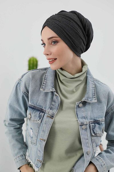 Aisha's Design عمامة بونيه شتوية مع وشاح - b-81rb