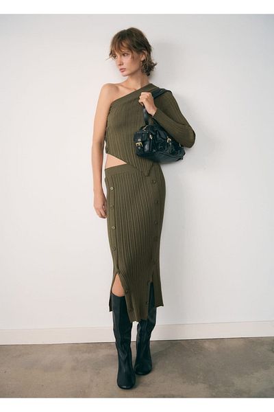 MANGO Woman Elastic Woven Asymmetrical Sweater