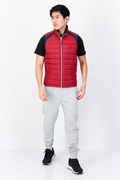 Fourlaps Men High Neck Quilted Puffer Vest, Red Combo